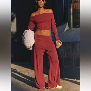 Free People go to long sleeve set in crimson